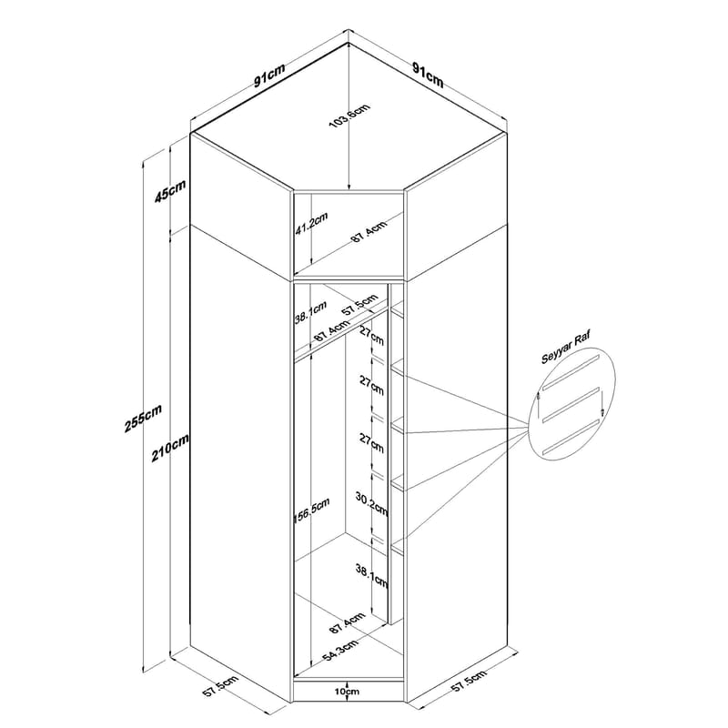 Lorvik Garderob 91x255x57,5 cm - Vit - Förvaring - Klädförvaring - Garderob & garderobssystem - Klädskåp & fristående garderob