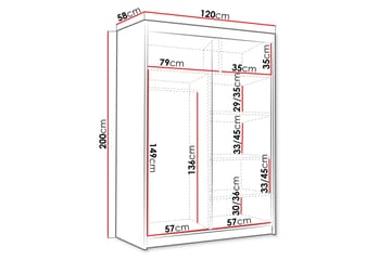 Lungos Garderob 120x200 cm - Vit/Svart - Förvaring - Klädförvaring - Garderob & garderobssystem