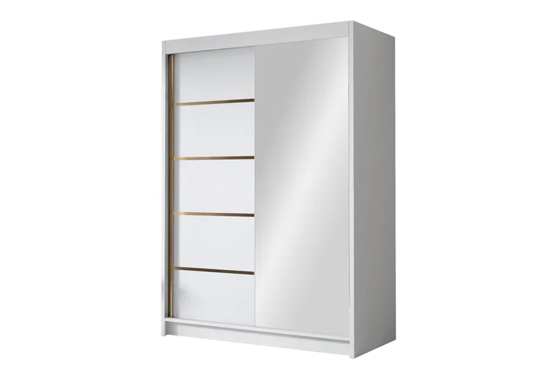 Lungos Garderob med Spegel 120x200 cm - Vit - Förvaring - Klädförvaring - Garderob & garderobssystem