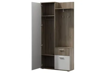 Lux Garderob 97x30x195 cm LED-belysning - Beige/Vit - Förvaring - Klädförvaring - Garderob & garderobssystem