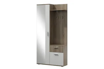 Lux Garderob 97x30x195 cm LED-belysning - Beige/Vit - Förvaring - Klädförvaring - Garderob & garderobssystem