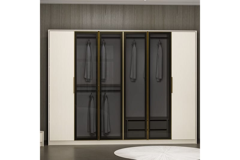Luxe Garderob 270 cm - Guld/Vit - Förvaring - Klädförvaring - Garderob & garderobssystem