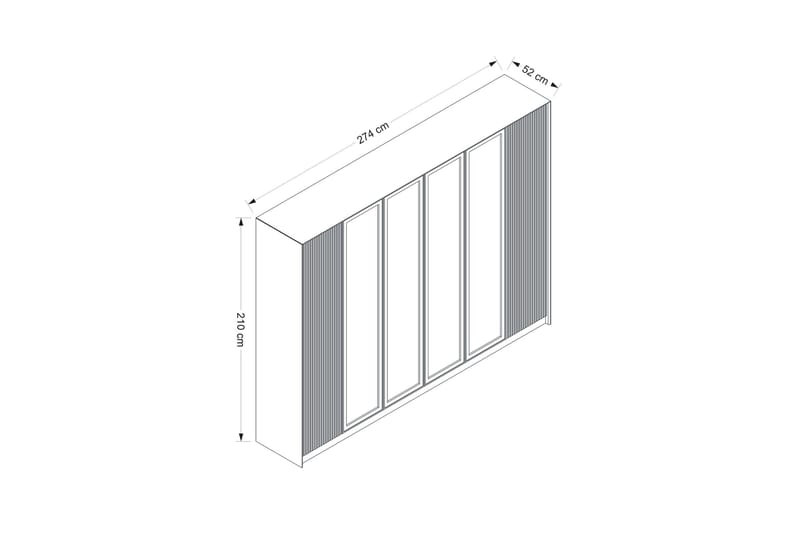 Luxe Garderob 270 cm - Guld/Vit - Garderob & garderobssystem - Klädskåp & fristående garderob