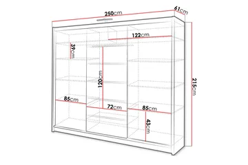 Malibu Garderob 250x61x215 cm - Beige - Förvaring - Klädförvaring - Garderob & garderobssystem