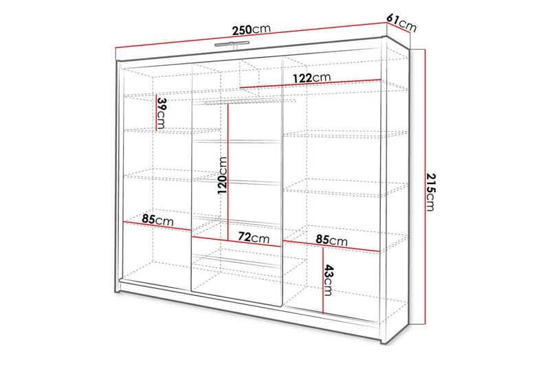 Malibu Garderob 250x61x215 cm - Beige - Förvaring - Klädförvaring - Garderob & garderobssystem