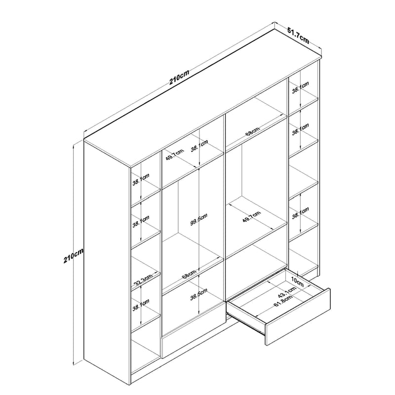 Mardal Garderob 210x210x51,7 cm - Vit - Förvaring - Klädförvaring - Garderob & garderobssystem - Klädskåp & fristående garderob