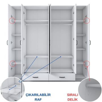 Mardal Garderob 210x210x51,7 cm - Vit - Förvaring - Klädförvaring - Garderob & garderobssystem - Klädskåp & fristående garderob