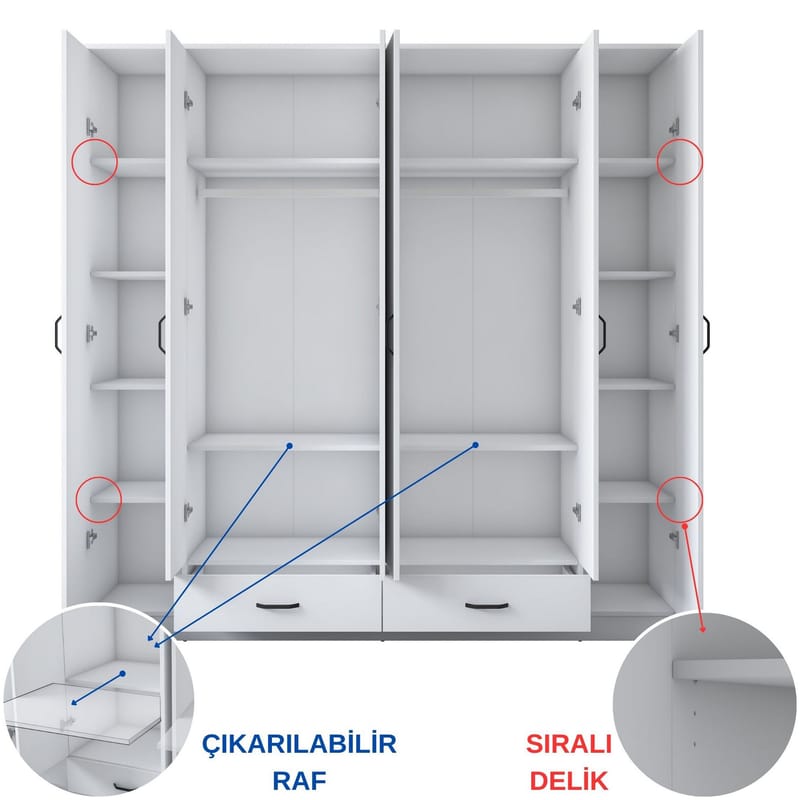 Mardal Garderob 210x210x51,7 cm - Vit - Förvaring - Klädförvaring - Garderob & garderobssystem - Klädskåp & fristående garderob