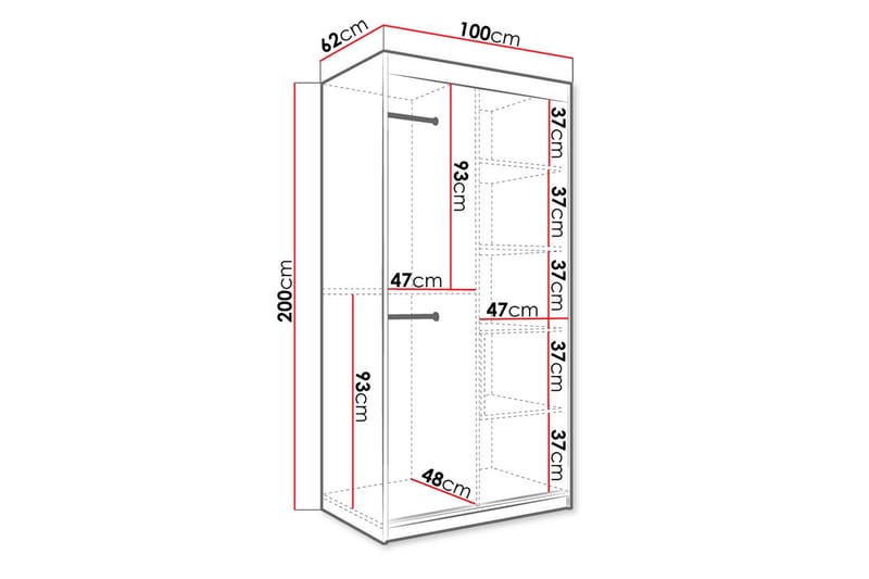 Marmuria Garderob 100 cm Marmormönster - Vit/Svart/Guld - Förvaring - Klädförvaring - Garderob & garderobssystem