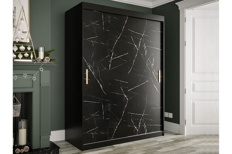 Marmuria Garderob 150 cm Marmormönster - Svart - Förvaring - Klädförvaring - Garderob & garderobssystem