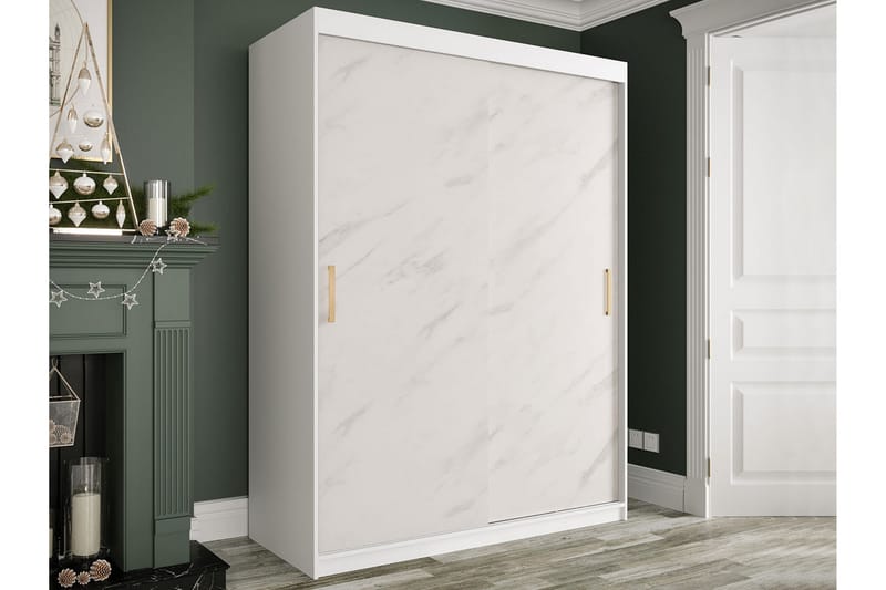 Marmuria Garderob 150 cm Marmormönster - Vit/Guld - Förvaring - Klädförvaring - Garderob & garderobssystem