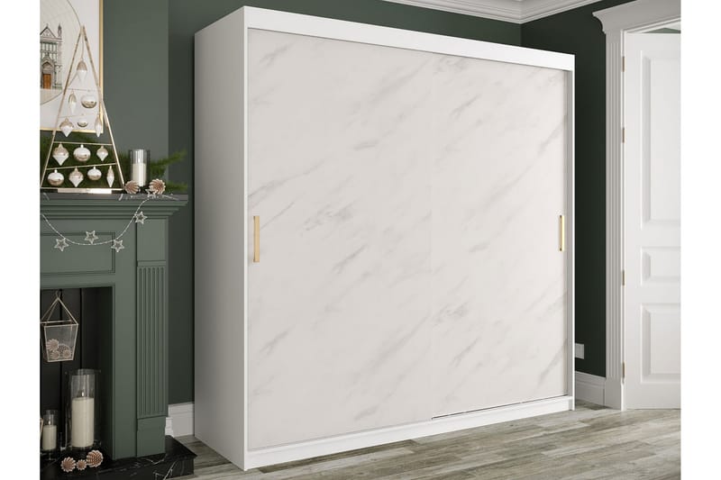 Marmuria Garderob 200 cm Marmormönster - Vit/Guld - Förvaring - Klädförvaring - Garderob & garderobssystem