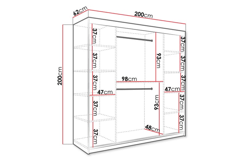 Marmuria Garderob 200 cm Marmormönster - Vit/Svart/Guld - Förvaring - Klädförvaring - Garderob & garderobssystem
