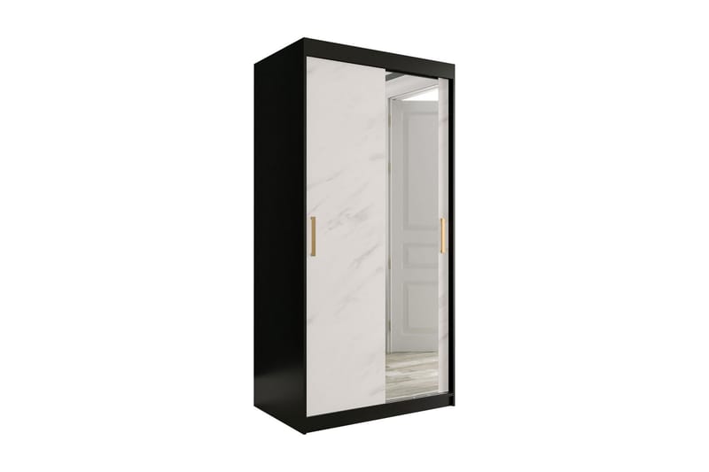 Marmuria Garderob med Spegel 100 cm Marmormönster - Svart/Vit/Guld - Garderob & garderobssystem - Klädskåp & fristående garderob
