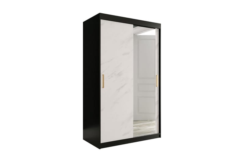 Marmuria Garderob med Spegel 120 cm Marmormönster - Svart/Vit/Guld - Garderob & garderobssystem - Klädskåp & fristående garderob