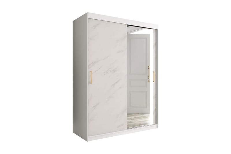 Marmuria Garderob med Spegel 150 cm Marmormönster - Vit/Guld - Garderob & garderobssystem - Klädskåp & fristående garderob