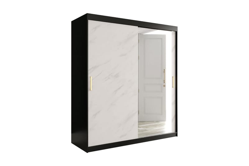 Marmuria Garderob med Spegel 180 cm Marmormönster - Svart/Vit/Guld - Garderob & garderobssystem - Klädskåp & fristående garderob