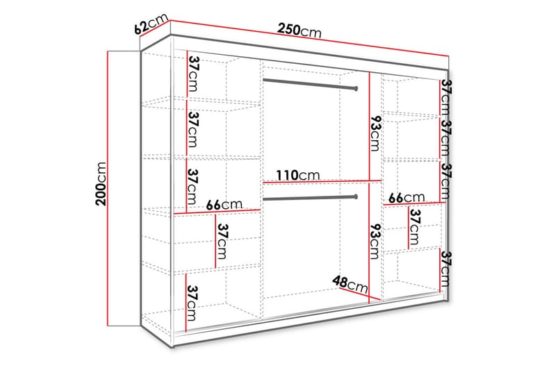 Marmuria Garderob med Spegel 250 cm Marmormönster - Svart - Förvaring - Klädförvaring - Garderob & garderobssystem