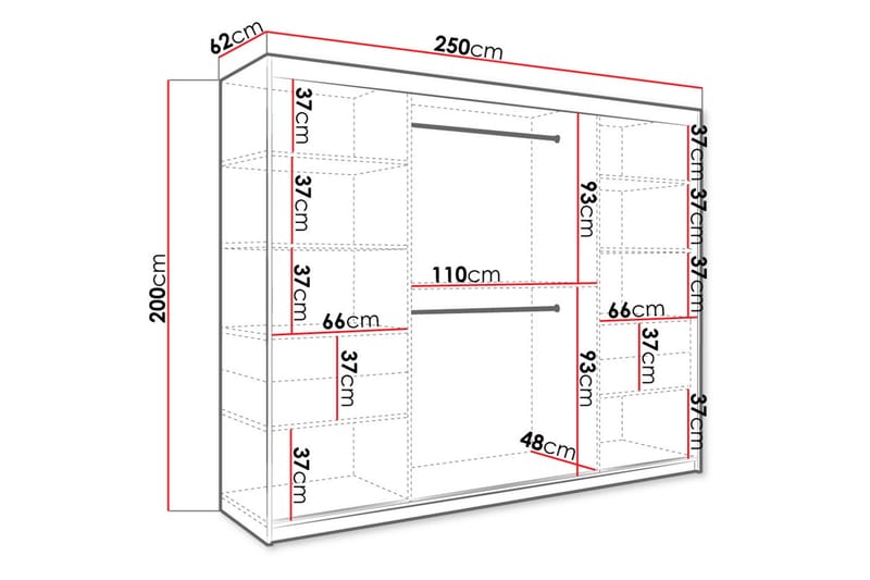 Marmuria Garderob med Speglar Kant 250 cm Marmormönster - Vit/Svart - Garderob & garderobssystem - Klädskåp & fristående garderob