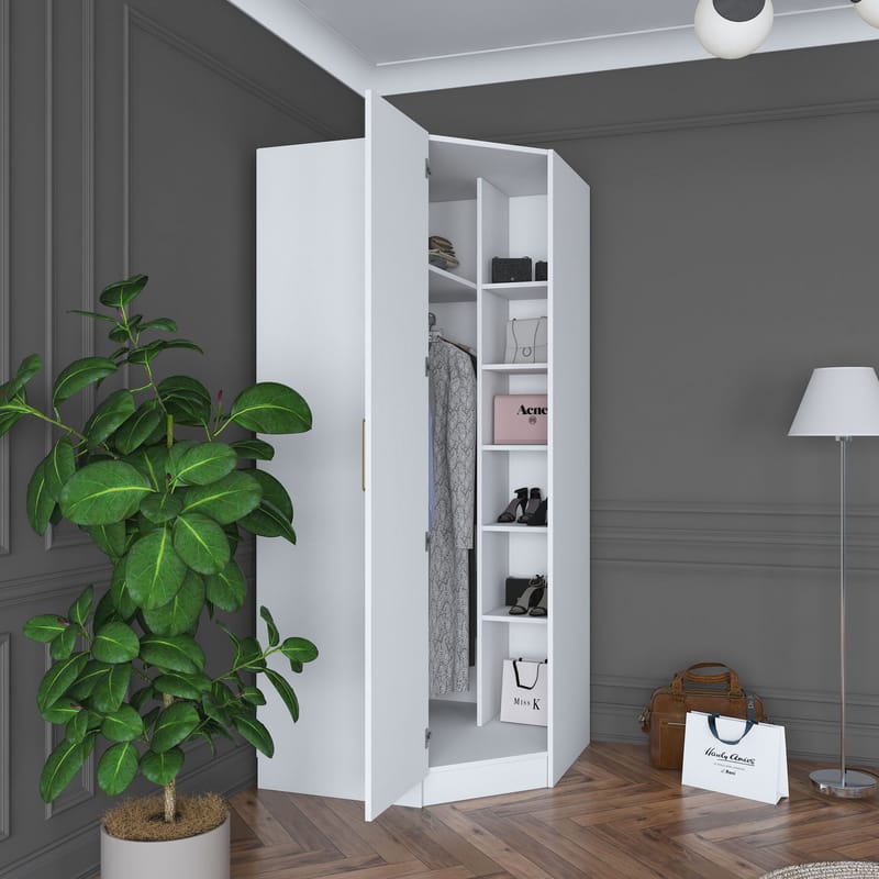 Matlerd Garderob 91x210x57,5 cm - Vit - Förvaring - Klädförvaring - Garderob & garderobssystem - Klädskåp & fristående garderob