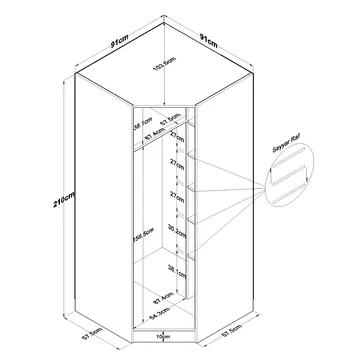 Matlerd Garderob 91x210x57,5 cm - Vit - Förvaring - Klädförvaring - Garderob & garderobssystem - Klädskåp & fristående garderob