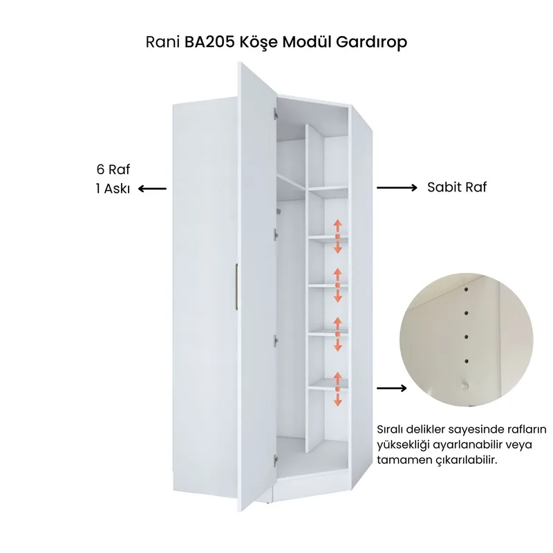 Matlerd Garderob 91x210x57,5 cm - Vit - Förvaring - Klädförvaring - Garderob & garderobssystem - Hörngarderob