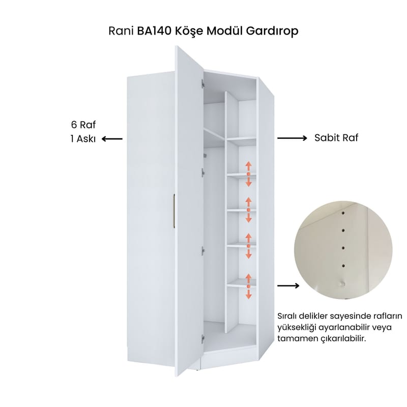 Matlerd Garderob 91x210x57,5 cm - Vit - Förvaring - Klädförvaring - Garderob & garderobssystem - Klädskåp & fristående garderob