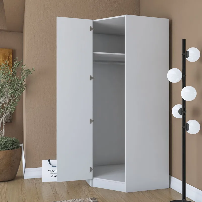 Matlerd Garderob 91x210x57,5 cm - Vit - Förvaring - Klädförvaring - Garderob & garderobssystem - Hörngarderob
