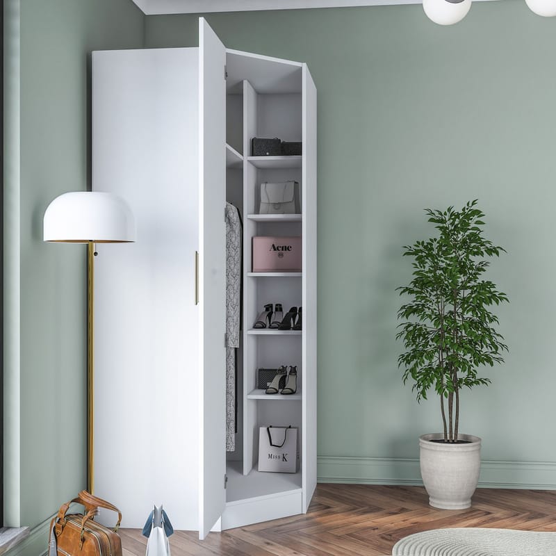 Matlerd Garderob 91x210x57,5 cm - Vit - Förvaring - Klädförvaring - Garderob & garderobssystem - Klädskåp & fristående garderob