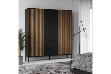 Meorati Garderob 185x200 cm - Brun - Förvaring - Klädförvaring - Garderob & garderobssystem