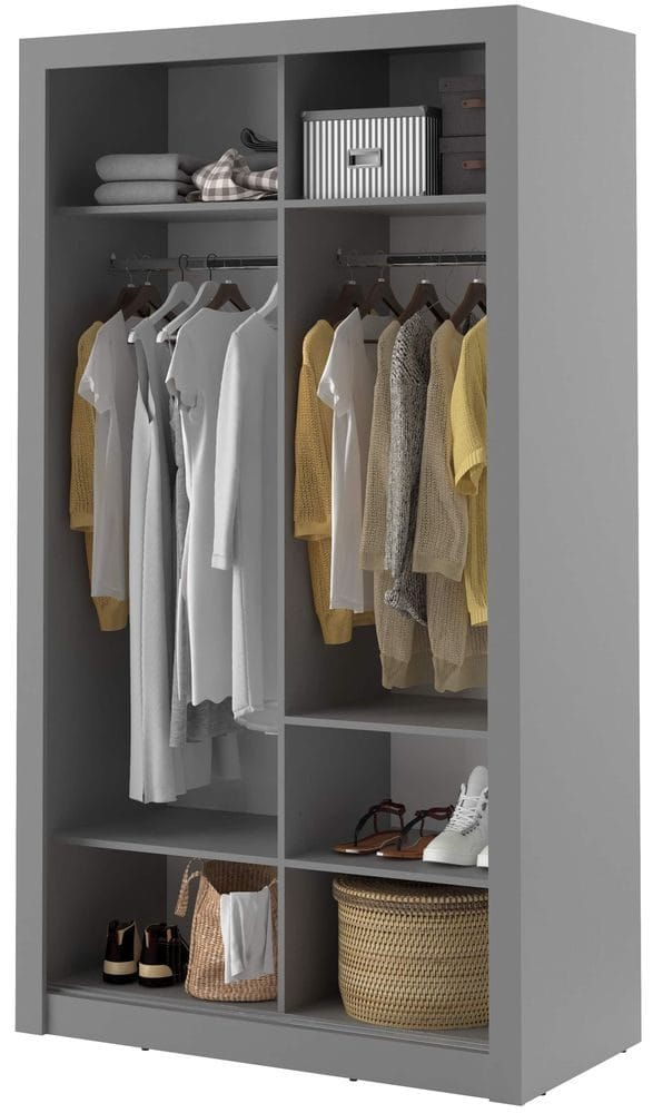Mervyn garderob med skjutdörrar 120 cm - Grå / Spegel - Grå - Förvaring - Klädförvaring - Garderob & garderobssystem