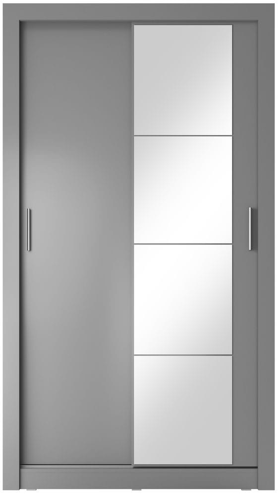 Mervyn garderob med skjutdörrar 120 cm - Grå / Spegel - Grå - Förvaring - Klädförvaring - Garderob & garderobssystem