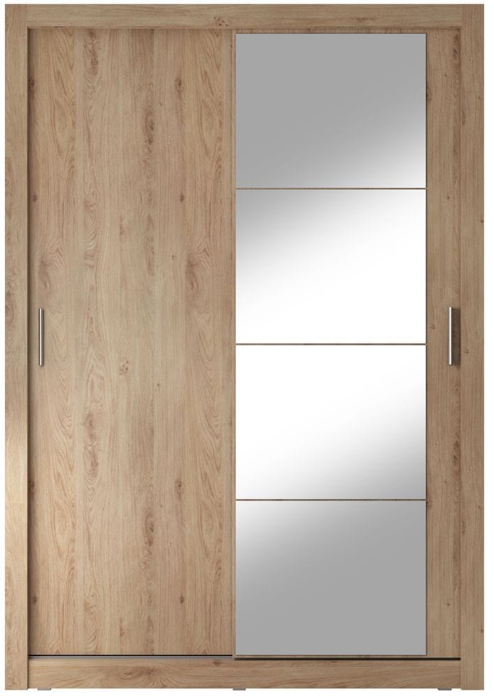 Mervyn garderob med skjutdörrar och inredning bredd 150 cm - Shetland ek - Shetland ek - Förvaring - Klädförvaring - Garderob & garderobssystem