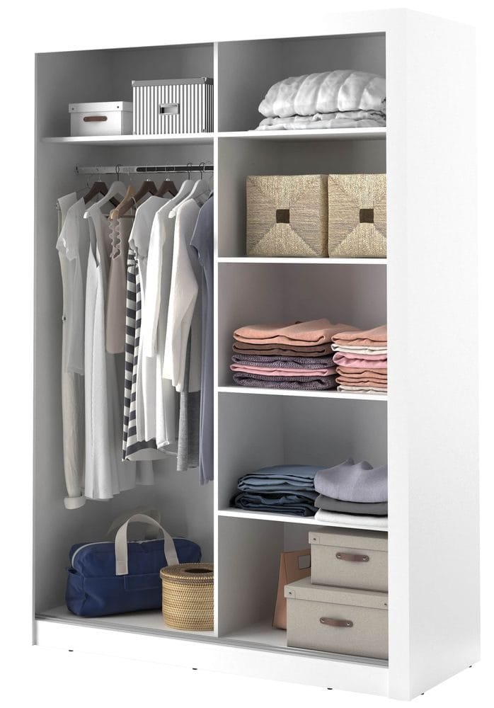 Mervyn vit garderob med skjutdörrar B150 cm - Vit - Förvaring - Klädförvaring - Garderob & garderobssystem
