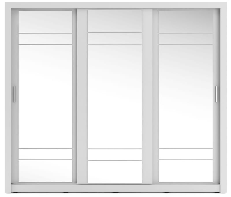 Mervyn vit garderob med spegel och inredning - Bredd 250 cm - Vit - Förvaring - Klädförvaring - Garderob & garderobssystem