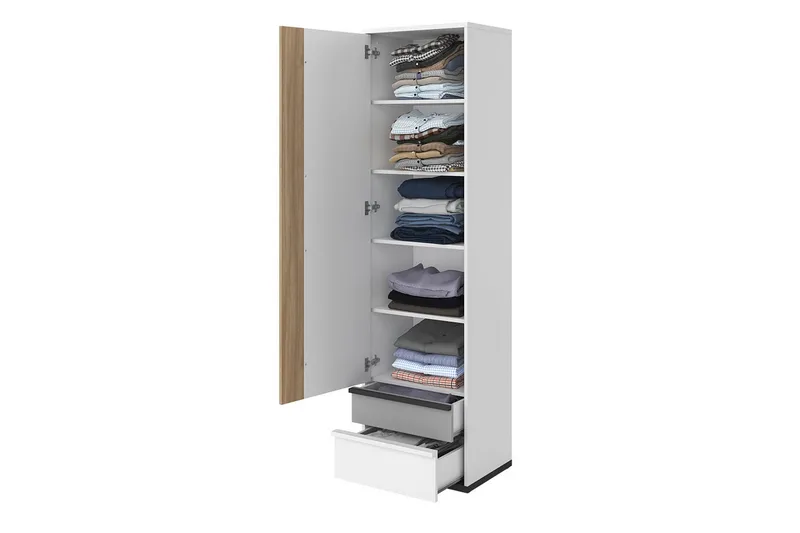 Metropolitan Garderob 55x199 cm - Brun/Vit/Ljusgrå/Svart - Förvaring - Klädförvaring - Garderob & garderobssystem