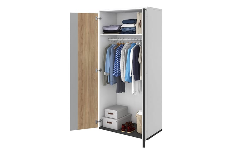Metropolitan Garderob 90x199 cm - Vit/Grå/Svart - Förvaring - Klädförvaring - Garderob & garderobssystem