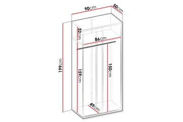 Metropolitan Garderob 90x199 cm - Vit/Grå/Svart - Förvaring - Klädförvaring - Garderob & garderobssystem