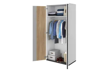 Metropolitan Garderob 90x199 cm - Vit/Grå/Svart - Förvaring - Klädförvaring - Garderob & garderobssystem