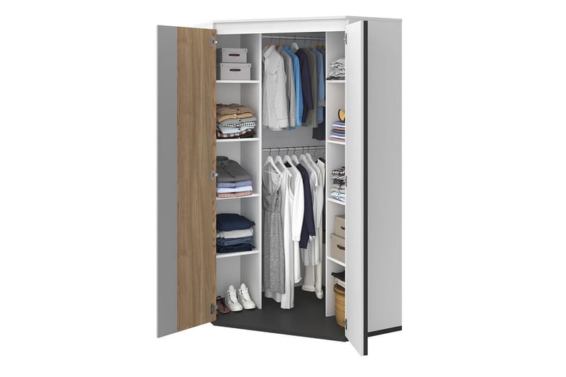 Metropolitan Garderob 95x199 cm - Brun/Vit/Ljusgrå/Svart - Förvaring - Klädförvaring - Garderob & garderobssystem
