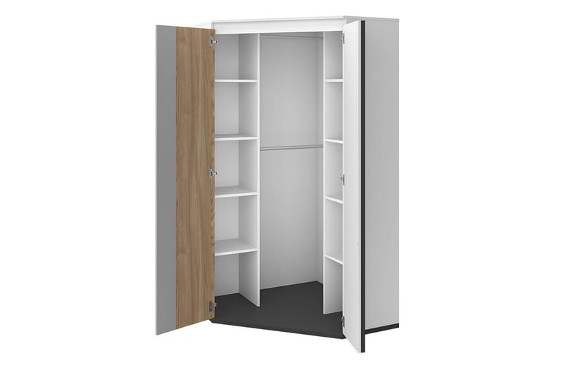 Metropolitan Garderob 95x199 cm - Brun/Vit/Ljusgrå/Svart - Förvaring - Klädförvaring - Garderob & garderobssystem