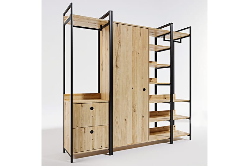 Meydani Garderob 200x40 cm - Natur/Svart - Förvaring - Klädförvaring - Garderob & garderobssystem