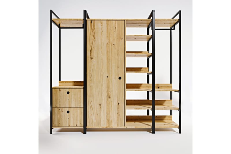 Meydani Garderob 200x40 cm - Natur/Svart - Förvaring - Klädförvaring - Garderob & garderobssystem