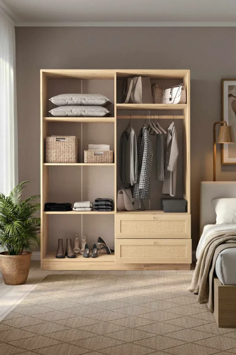 Meyloren Garderob 137x182 cm - Beige - Förvaring - Klädförvaring - Garderob & garderobssystem - Klädskåp & fristående garderob