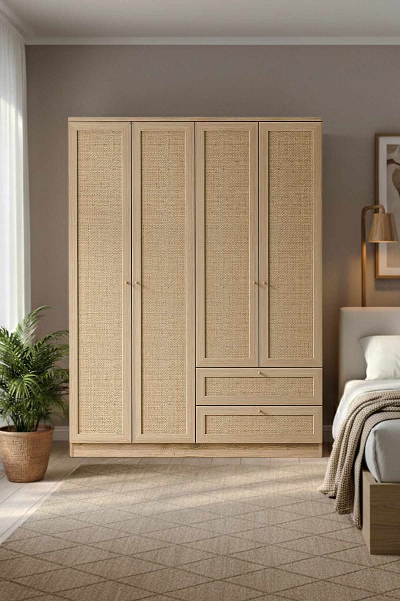 Meyloren Garderob 137x182 cm - Beige - Förvaring - Klädförvaring - Garderob & garderobssystem - Klädskåp & fristående garderob