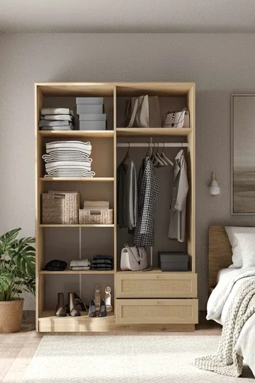 Meyloren Garderob 137x210 cm - Beige - Förvaring - Klädförvaring - Garderob & garderobssystem - Klädskåp & fristående garderob