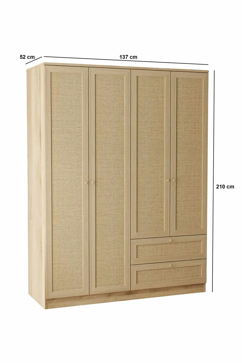 Meyloren Garderob 137x210 cm - Beige - Förvaring - Klädförvaring - Garderob & garderobssystem - Klädskåp & fristående garderob
