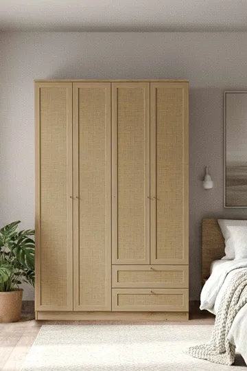 Meyloren Garderob 137x210 cm - Beige - Förvaring - Klädförvaring - Garderob & garderobssystem - Klädskåp & fristående garderob