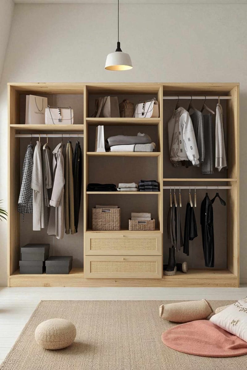 Meyloren Garderob 206x182 cm - Beige - Förvaring - Klädförvaring - Garderob & garderobssystem - Klädskåp & fristående garderob