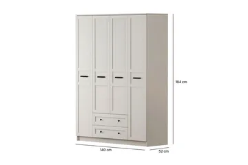 Meyra Garderob 140x184 cm - Matt Vit - Förvaring - Klädförvaring - Garderob & garderobssystem